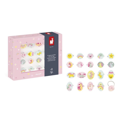 20 anillos ajustables Unicornio